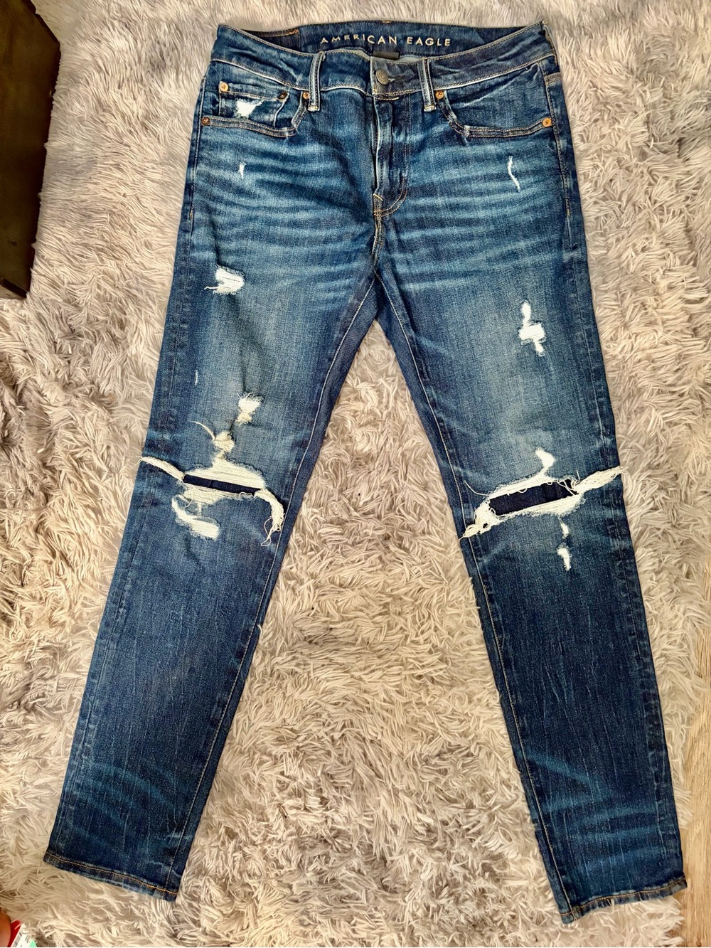 American Eagle Outfitters Blue Ripped Skinny Jeans